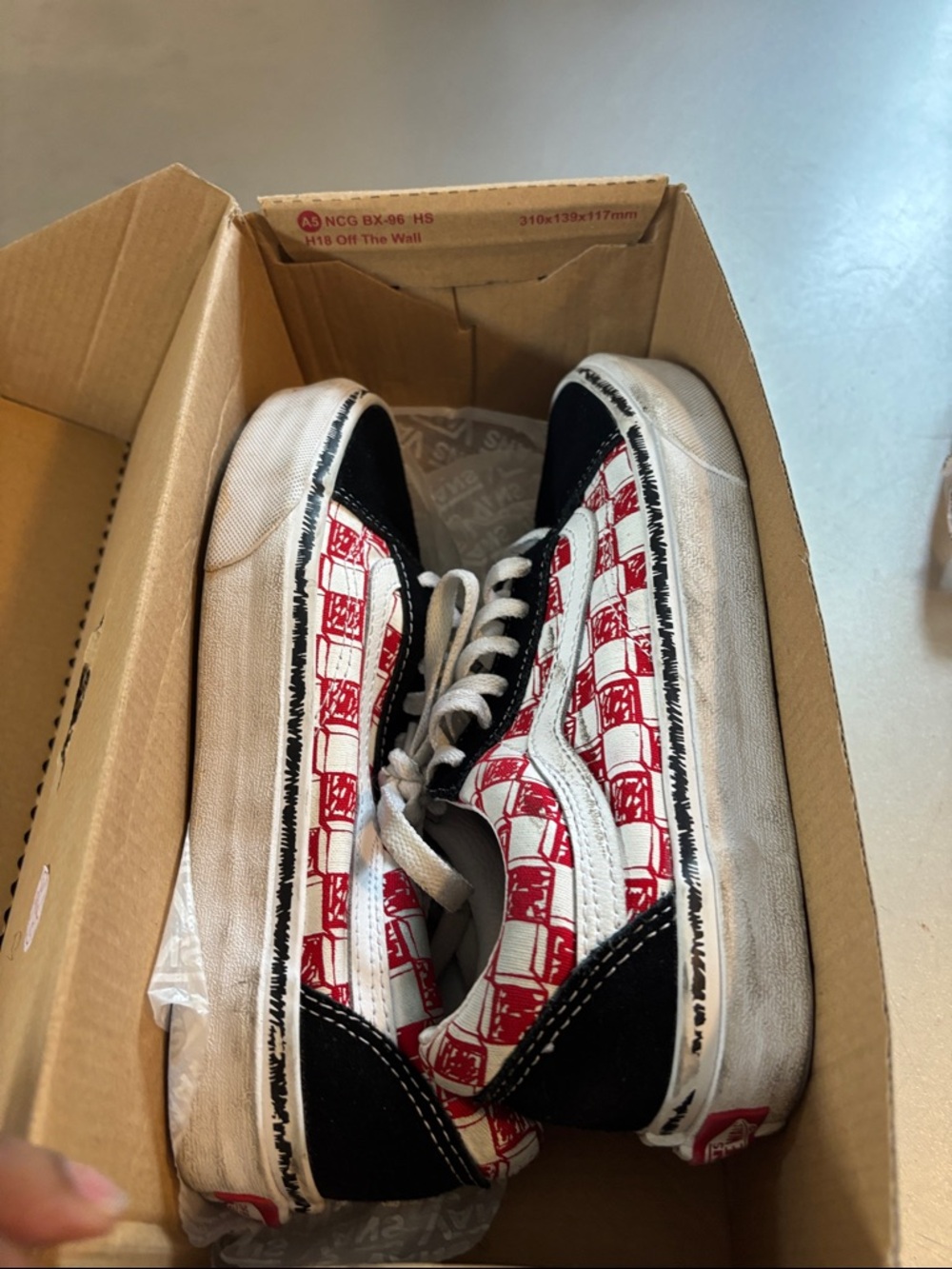 Vans Old Skool Sneakers - Red, White & Black Checkerboard
